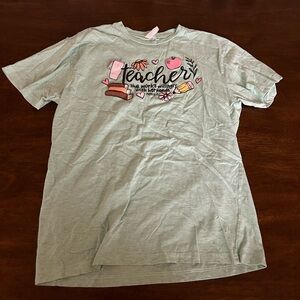 T Shirt Teacher Christian Bible Verse Teal Size Large! Worn Once